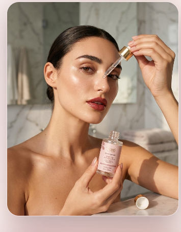 Modelo aplicando o Sérum Booster Doré